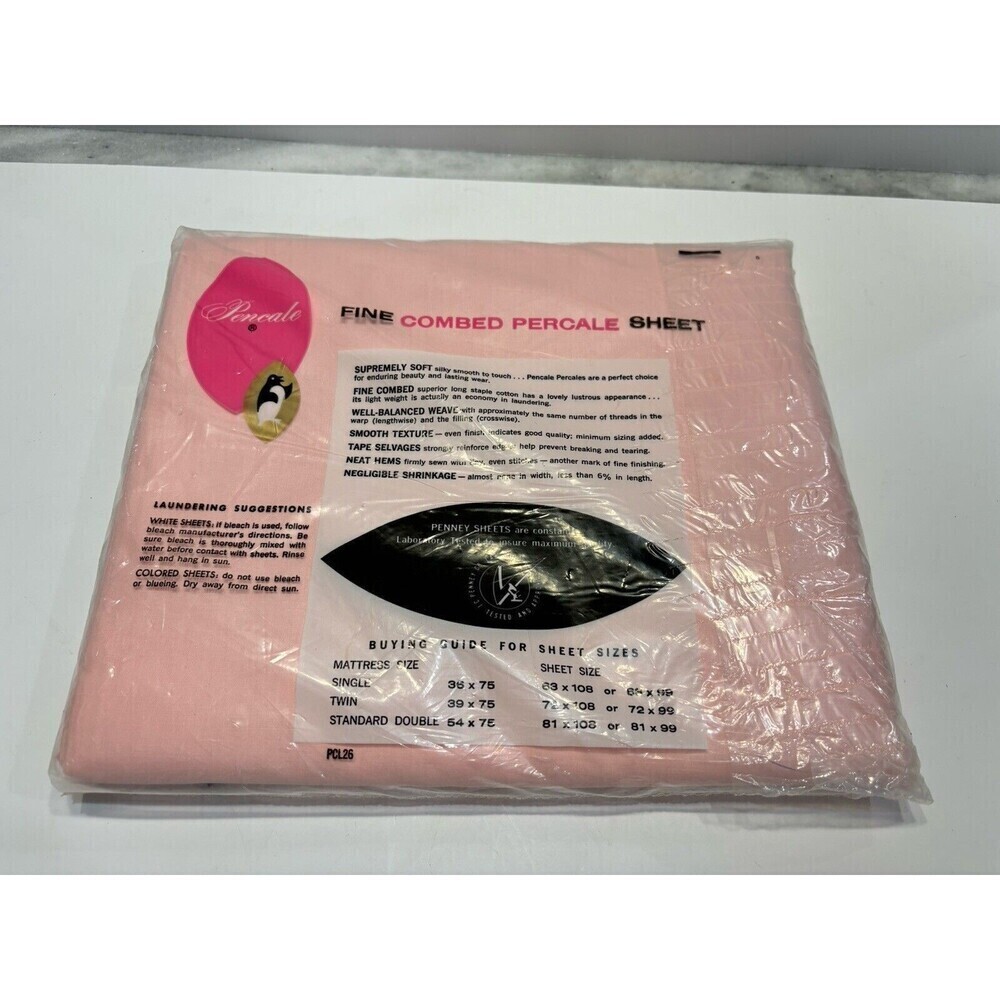 Vintage Penneys Fine Combed Percale Double Bed Flat Sheet 81x 108 All Cotton - Picture 2 of 5